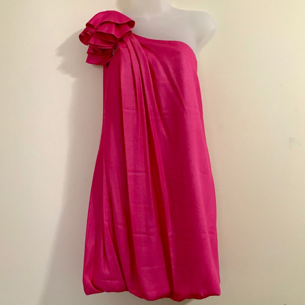 Flirty in Fun Pink One Shoulder Dress
